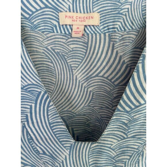 Pink Chicken Blue Print Cotton Summer dress Size M - Picture 5 of 6